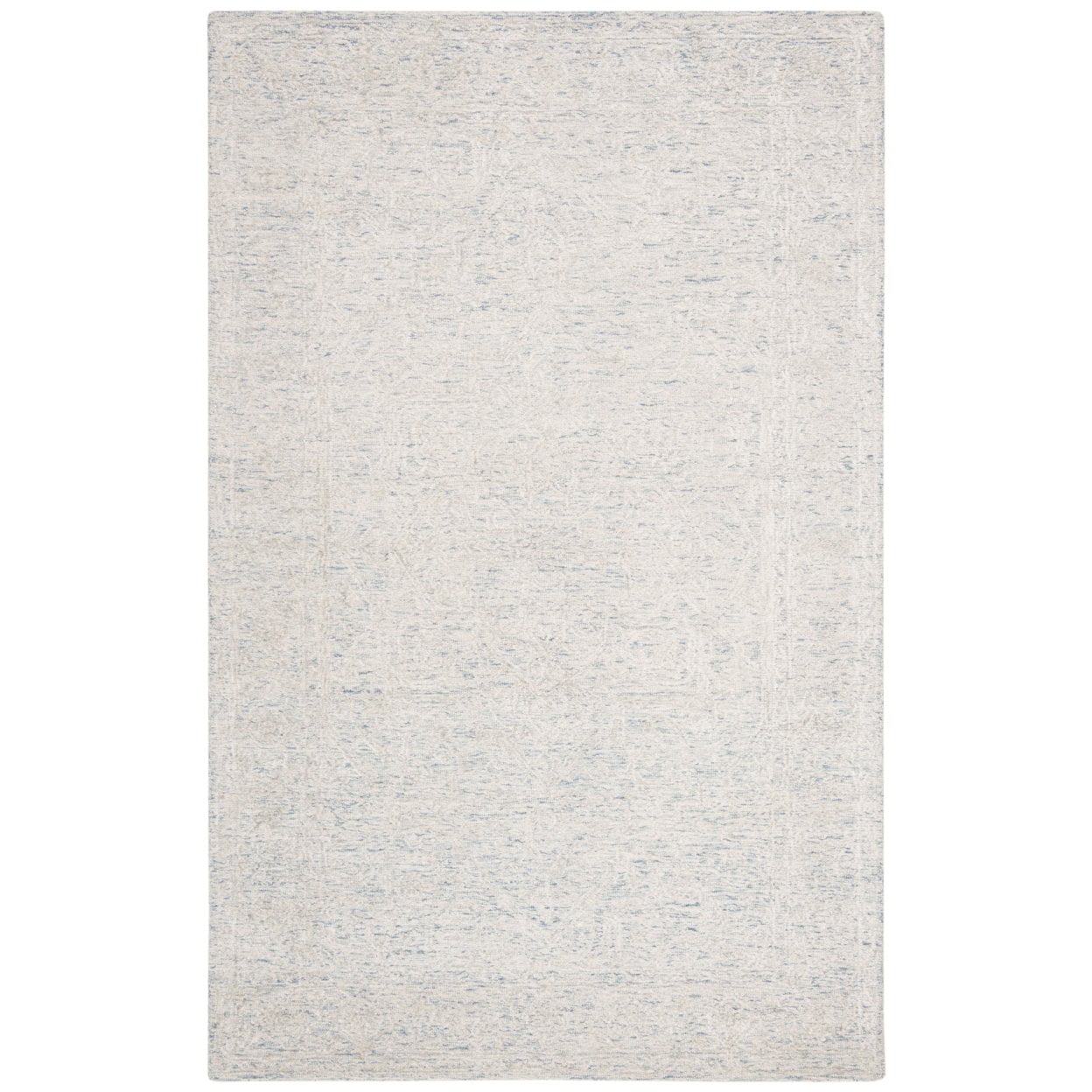 Blue and Ivory Square Hand-Tufted Wool Area Rug