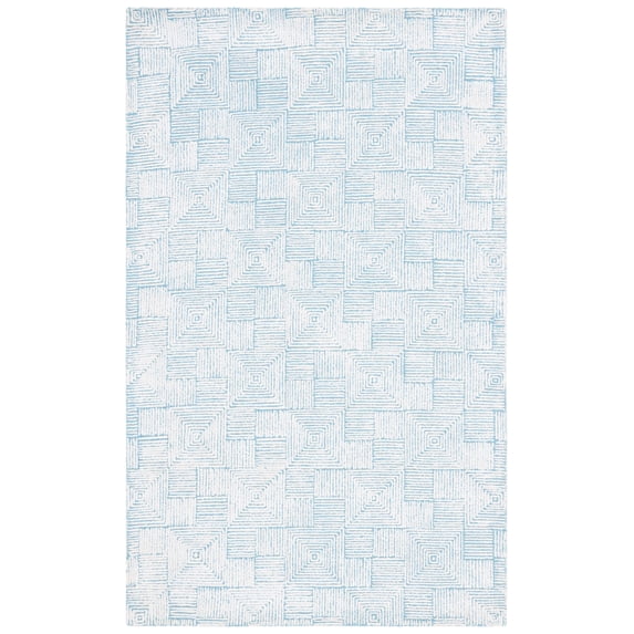 SAFAVIEH Glamour Damhan Geometric Area Rug, Ivory/Turquoise, 5' x 8'