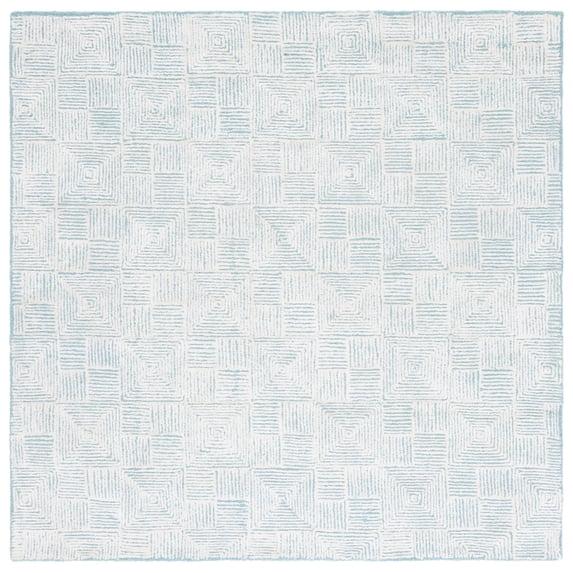 SAFAVIEH Glamour Damhan Geometric Area Rug, Ivory/Turquoise, 6' x 6' Square
