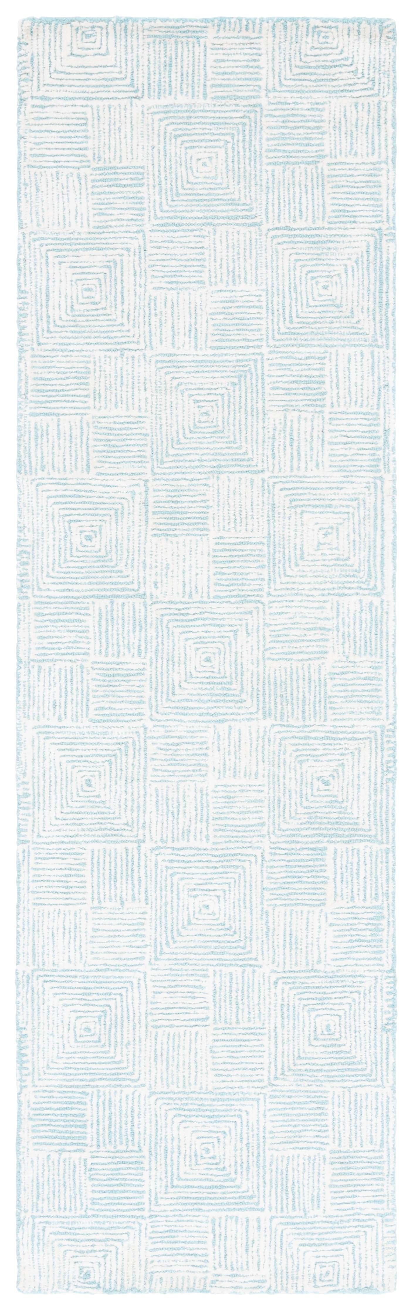 SAFAVIEH Glamour Damhan Geometric Runner Rug, Ivory/Turquoise, 2'3" x 8'