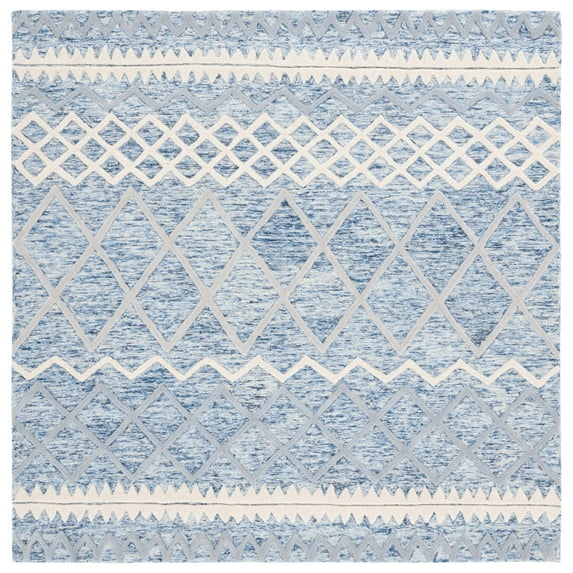SAFAVIEH Glamour Drew Geometric Area Rug, Blue/Ivory, 6' x 6' Square