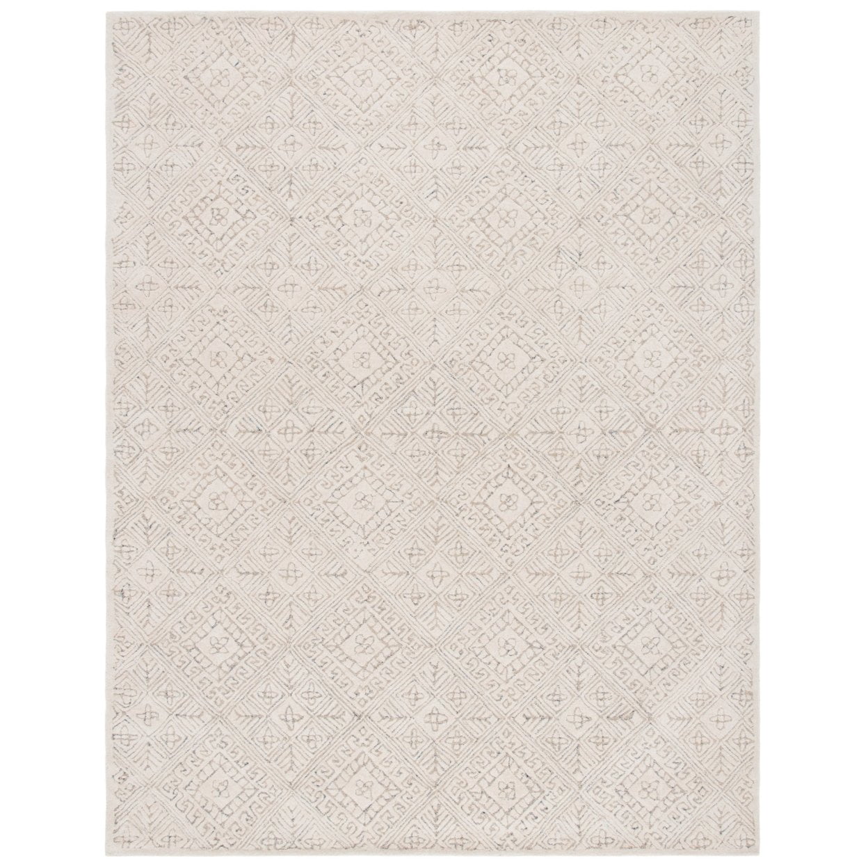 Ivory Beige Hand-Tufted Wool Area Rug 4' x 6'