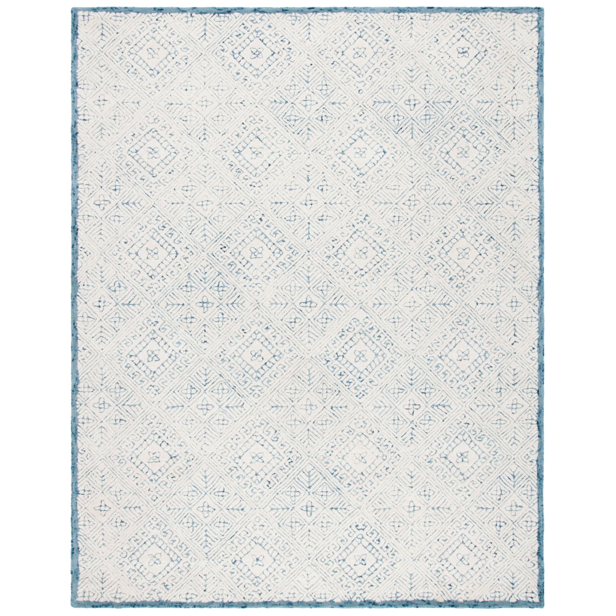 SAFAVIEH Glamour Drummond Geometric Wool Area Rug, Blue/Ivory, 8' x 10'