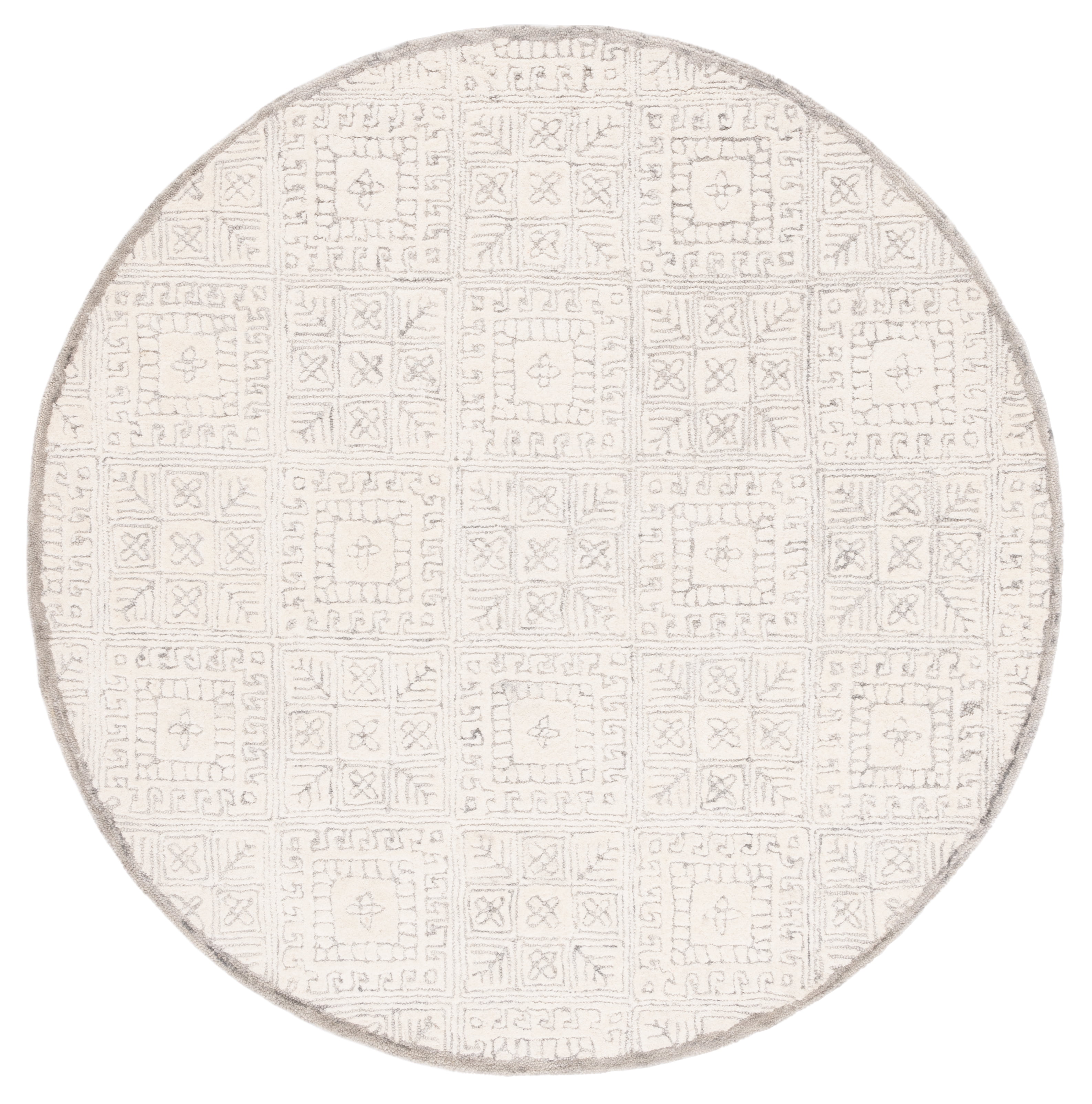 SAFAVIEH Glamour Drummond Geometric Wool Area Rug, Grey/Ivory, 6' x 6' Round