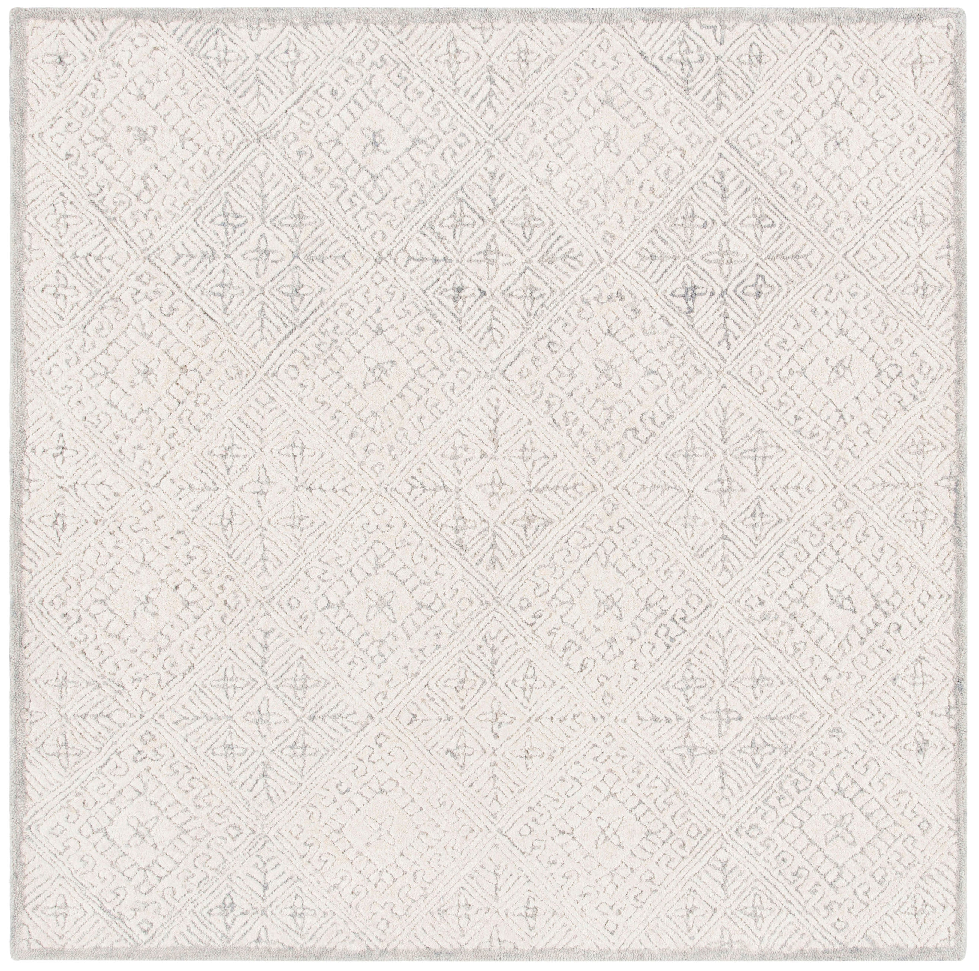 SAFAVIEH Glamour Drummond Geometric Wool Area Rug, Grey/Ivory, 6' x 6' Square