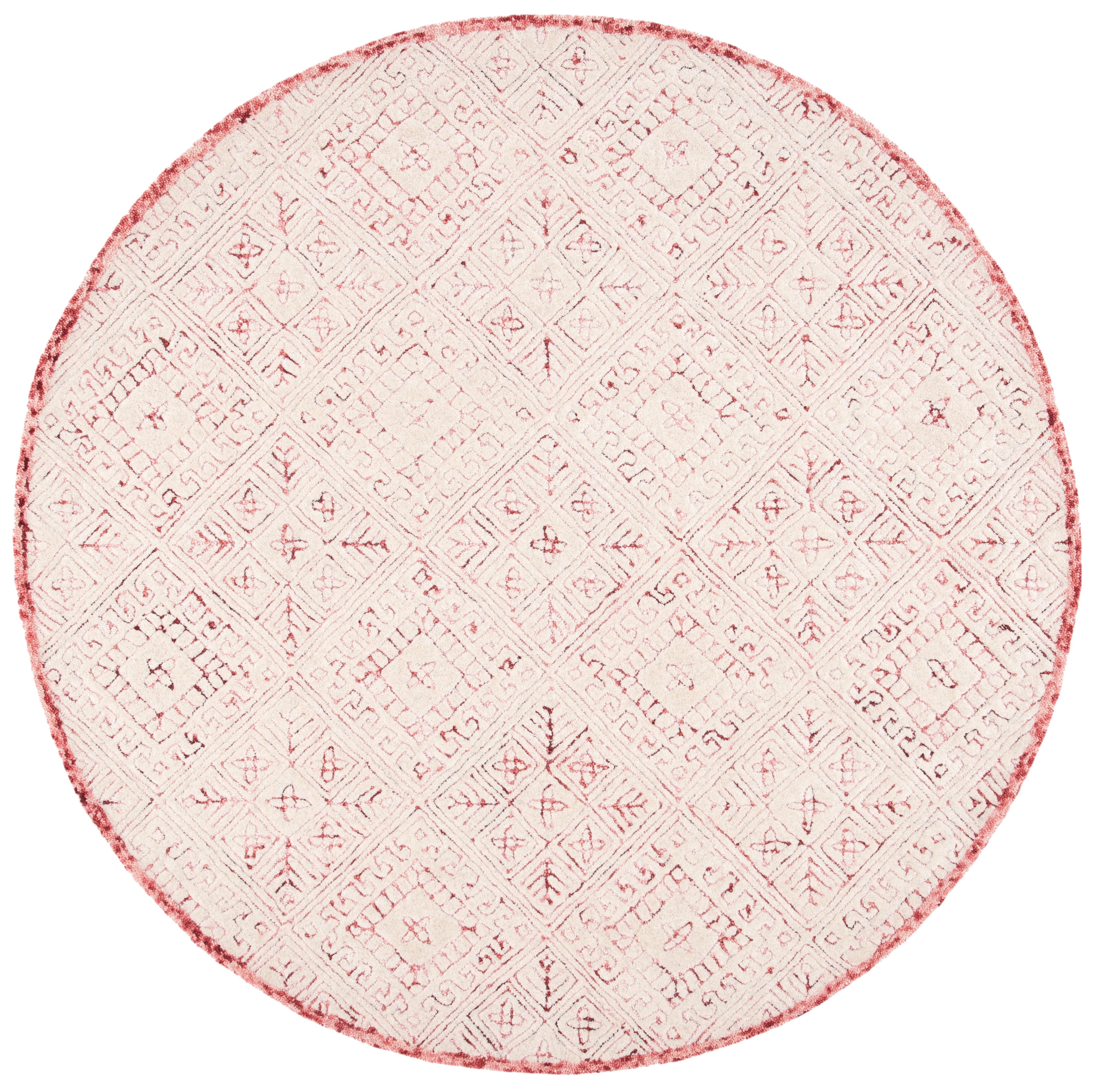 SAFAVIEH Glamour Drummond Geometric Wool Area Rug, Pink/Ivory, 6' x 6' Round