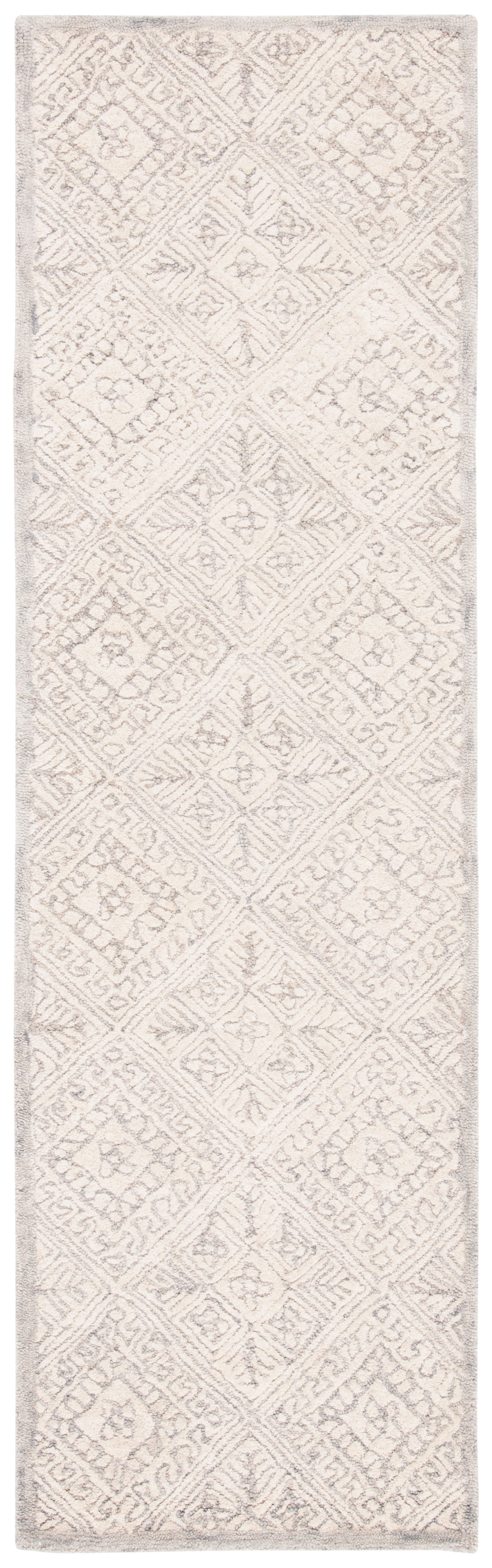 SAFAVIEH Glamour Drummond Geometric Wool Runner Rug, Grey/Ivory, 2'3" x 8'
