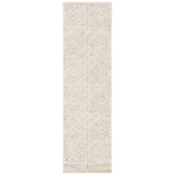 SAFAVIEH Glamour Drummond Geometric Wool Runner Rug, Ivory/Beige, 2'3" x 8'