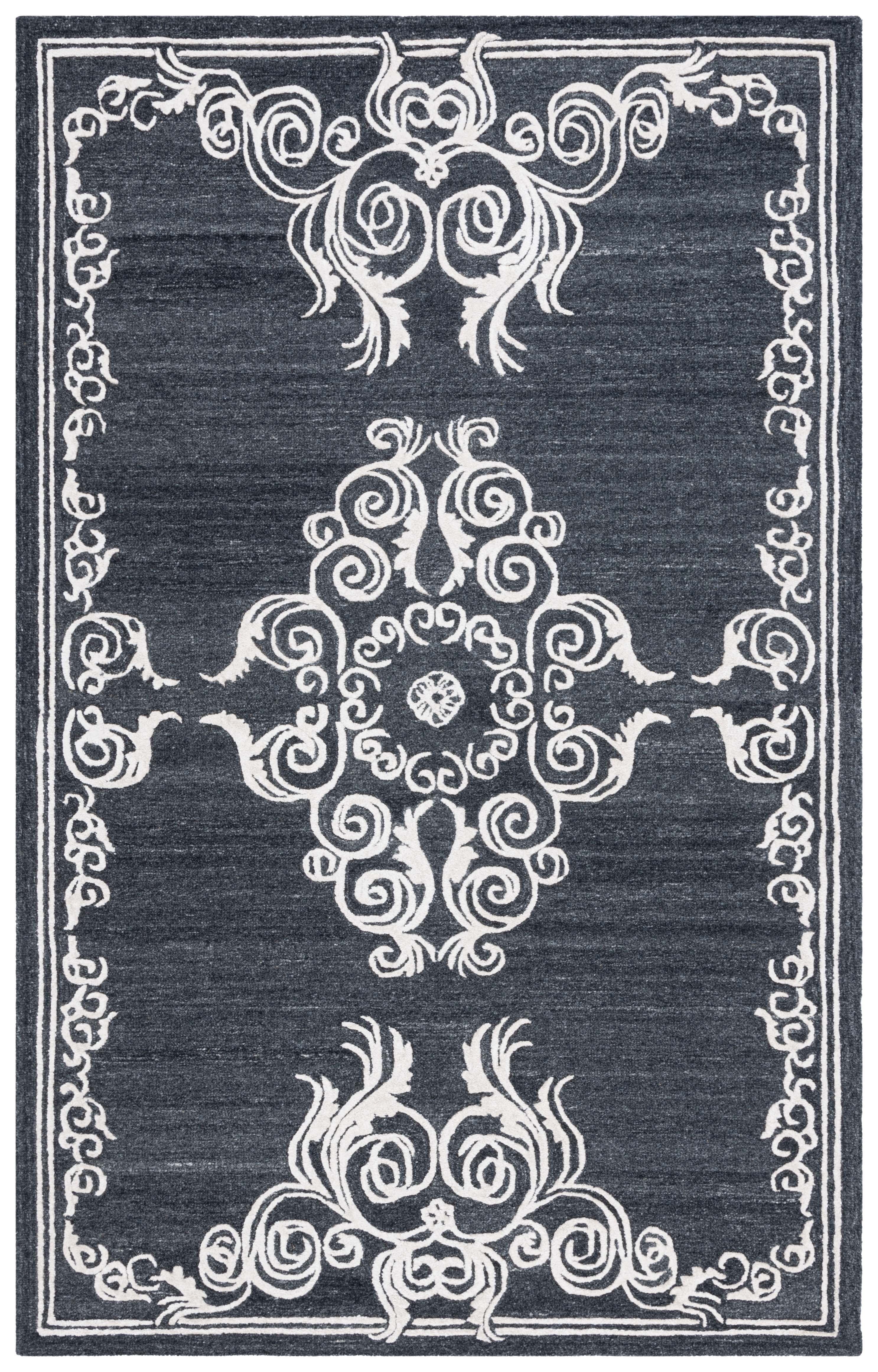SAFAVIEH Glamour Euler Abstract Area Rug, Black/Ivory, 6' x 9'