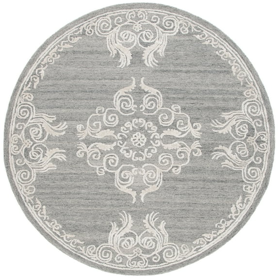 SAFAVIEH Glamour Euler Abstract Area Rug, Grey/Ivory, 6' x 6' Round