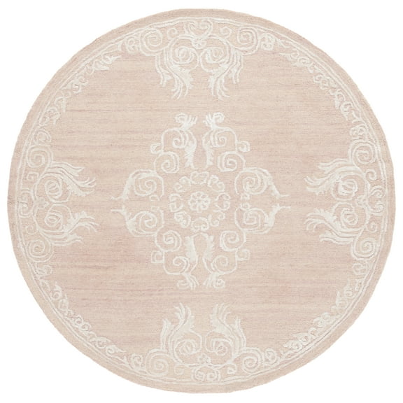 SAFAVIEH Glamour Euler Abstract Area Rug, Light Brown/Ivory, 6' x 6' Round