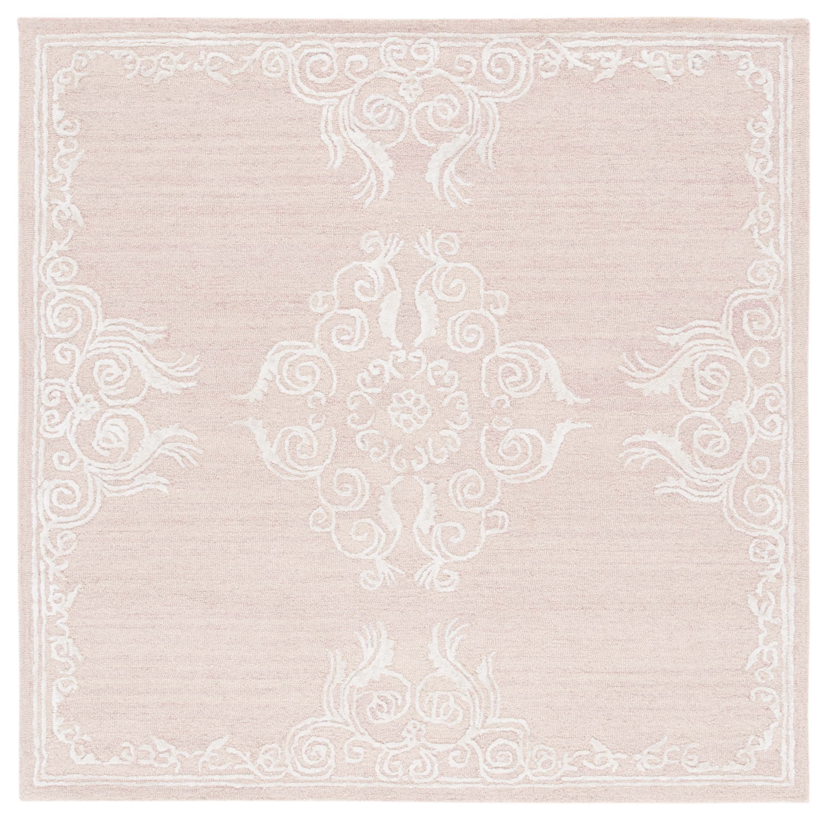 SAFAVIEH Glamour Euler Abstract Area Rug, Light Brown/Ivory, 6' x 6' Square
