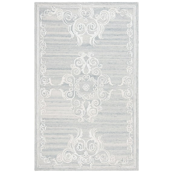 SAFAVIEH Glamour Euler Abstract Area Rug, Silver/Ivory, 4' x 6'