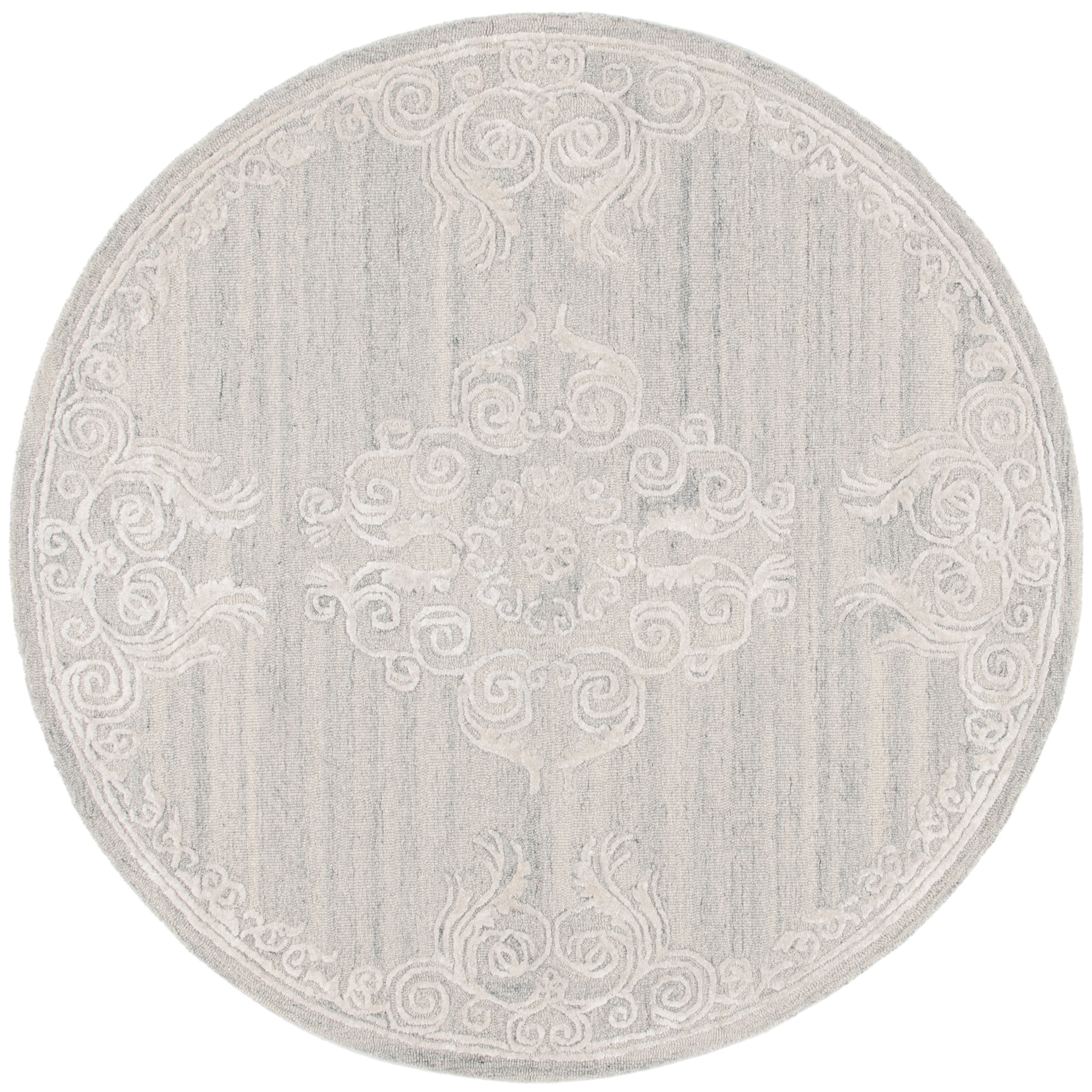 SAFAVIEH Glamour Euler Abstract Area Rug, Silver/Ivory, 6' x 6' Round