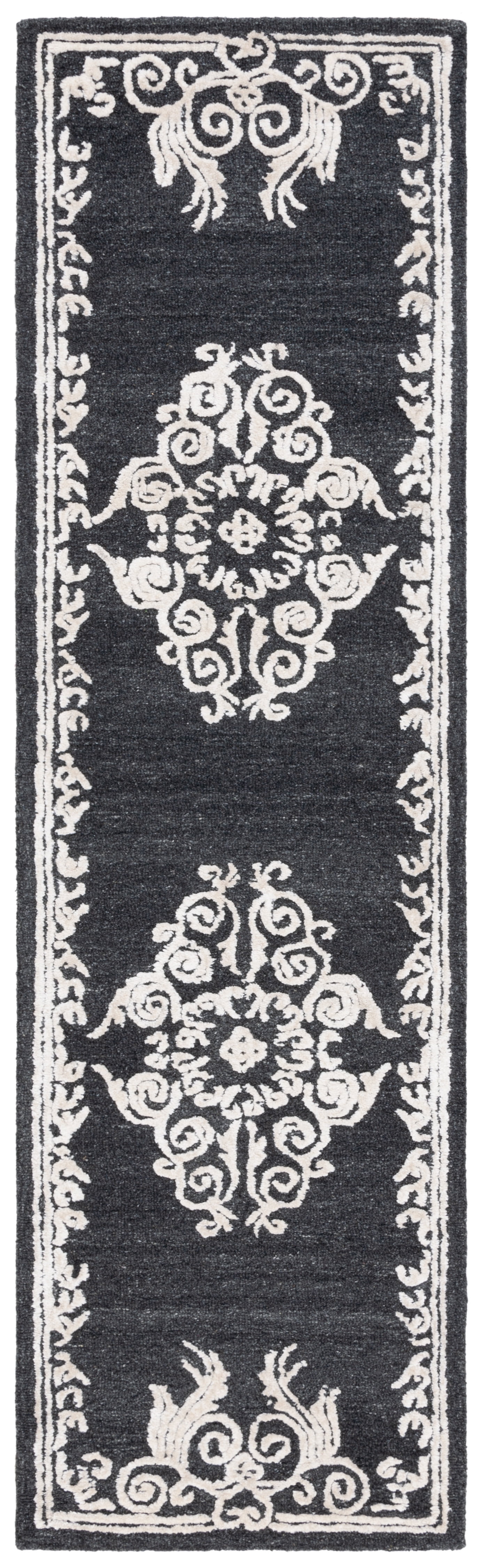 SAFAVIEH Glamour Euler Abstract Runner Rug, Black/Ivory, 2'3" x 8'