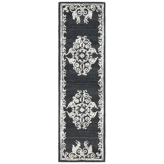 SAFAVIEH Glamour Euler Abstract Runner Rug, Black/Ivory, 2'3" x 8'