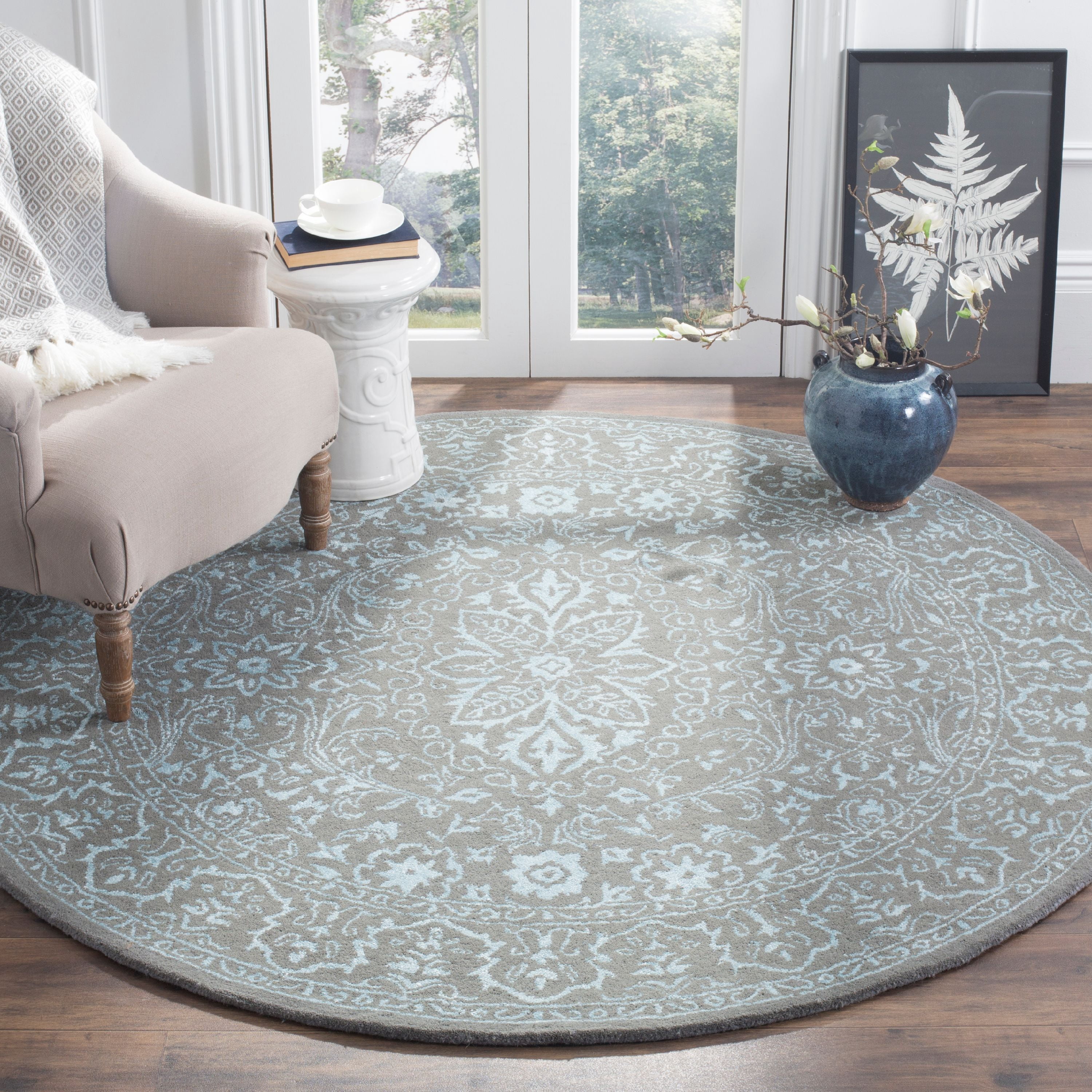SAFAVIEH Glamour GLM516E Handmade Blue / Dark Grey Rug