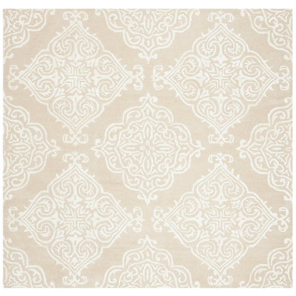 SAFAVIEH Glamour Georgene Damask Area Rug, Beige/Ivory, 6' x 6' Square