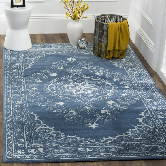 SAFAVIEH Glamour Gaia Floral Bordered Wool Area Rug, Blue, 2' x 3'