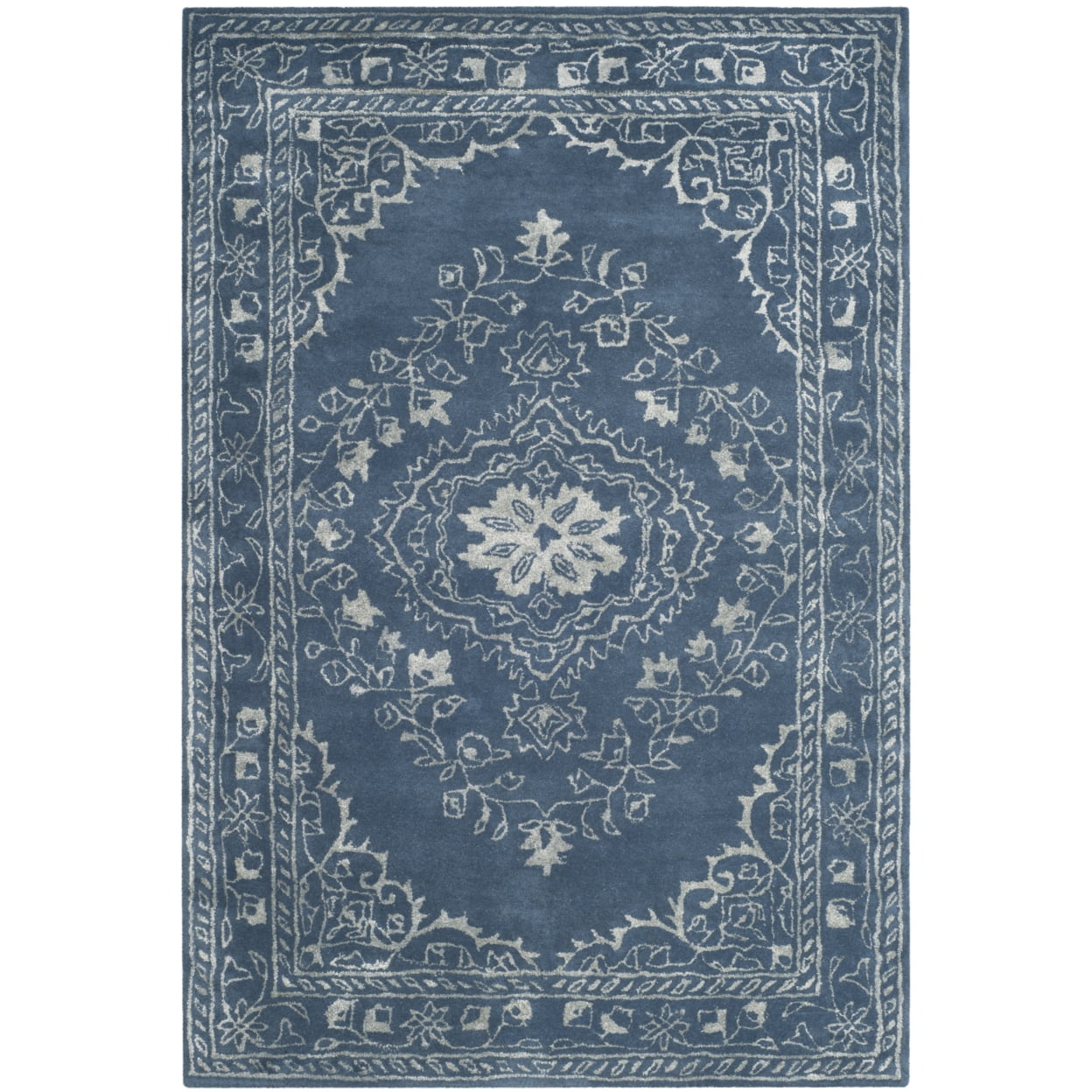 Elegant Blue Woolen Bliss 4' x 6' Hand-Tufted Area Rug
