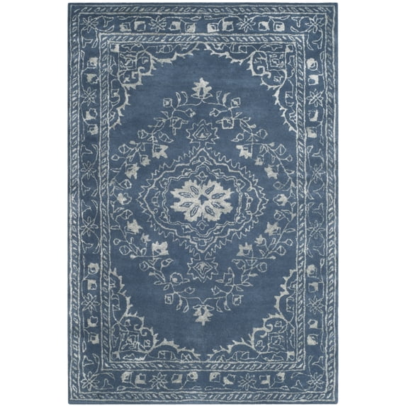 SAFAVIEH Glamour Gaia Floral Bordered Wool Area Rug, Blue, 4' x 6'