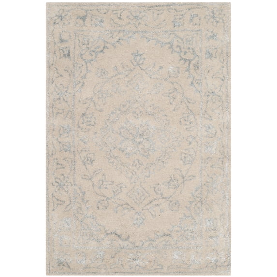 SAFAVIEH Glamour Gaia Floral Bordered Wool Area Rug, Light Grey, 2' x 3'