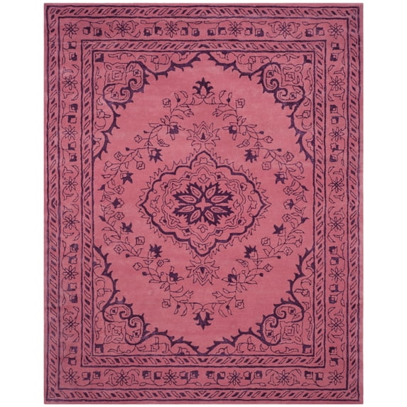 SAFAVIEH Glamour Gaia Floral Bordered Wool Runner Rug, Pink, 2'3" x 8'
