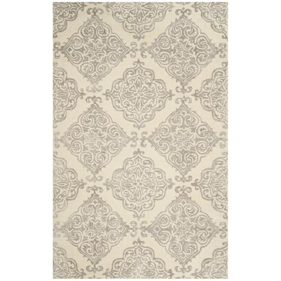 SAFAVIEH Glamour Georgene Damask Area Rug, Ivory/Silver, 5' x 8'