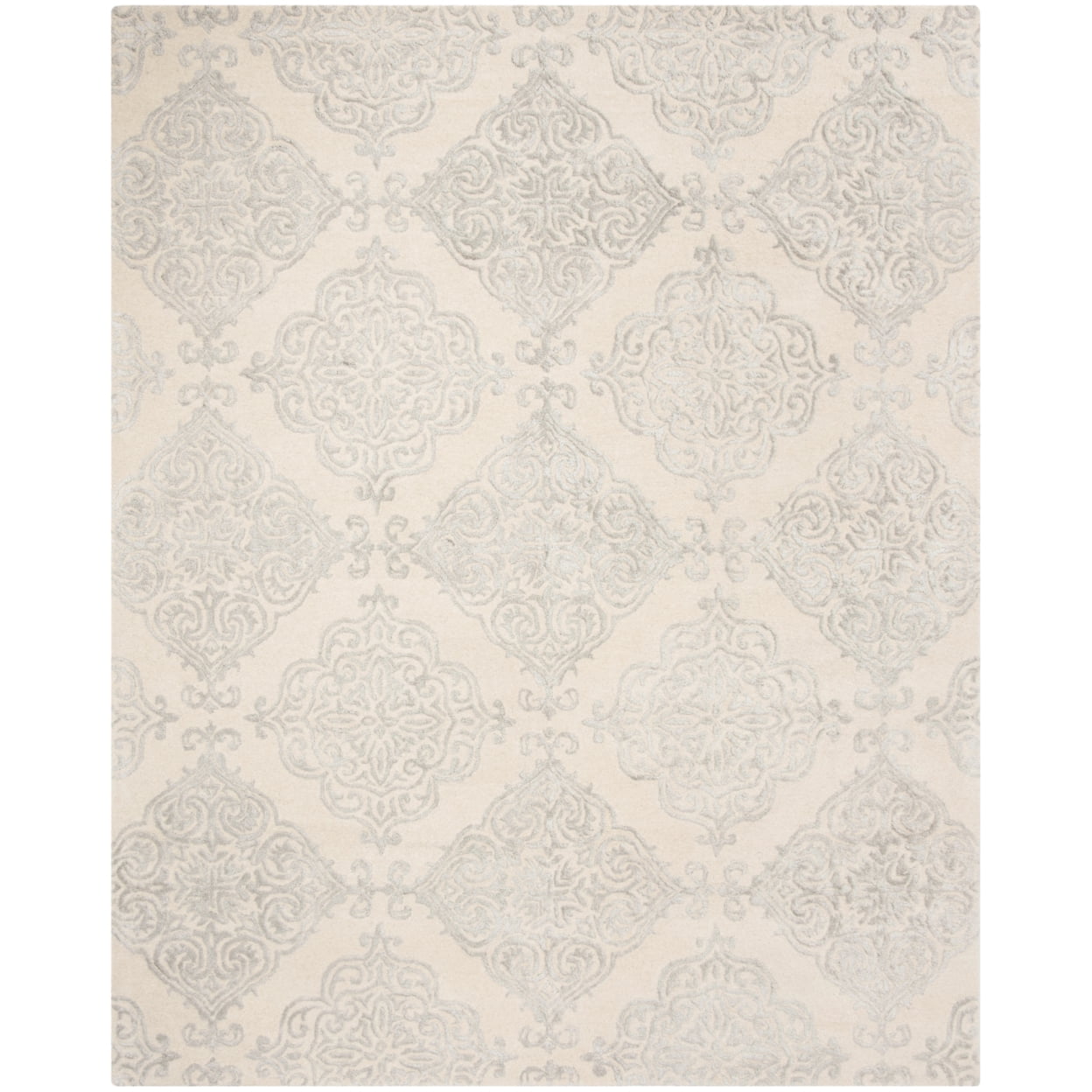 SAFAVIEH Glamour Georgene Damask Area Rug, Ivory/Silver, 6' x 6' Round
