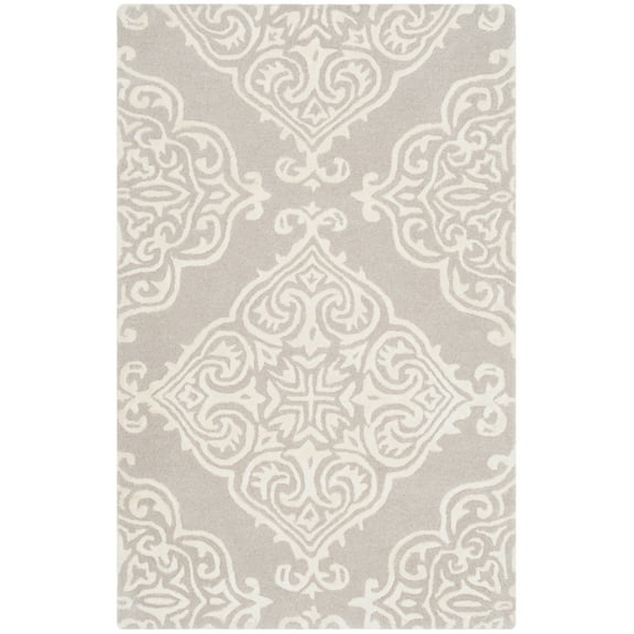 SAFAVIEH Glamour Georgene Damask Area Rug, Silver/Ivory, 2' x 3'