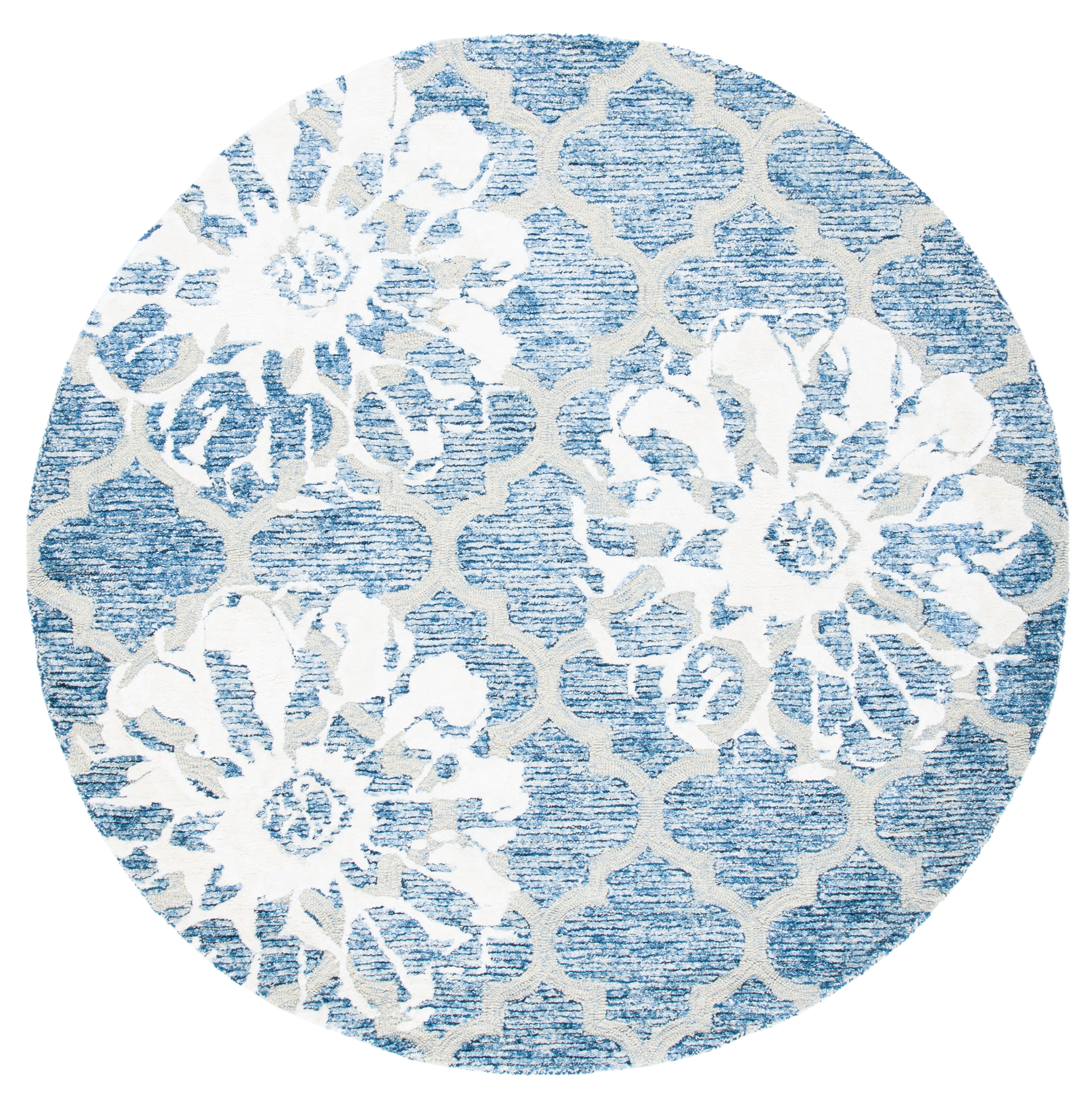SAFAVIEH Glamour Jaye Floral Area Rug, Navy/Ivory, 6' x 6' Round