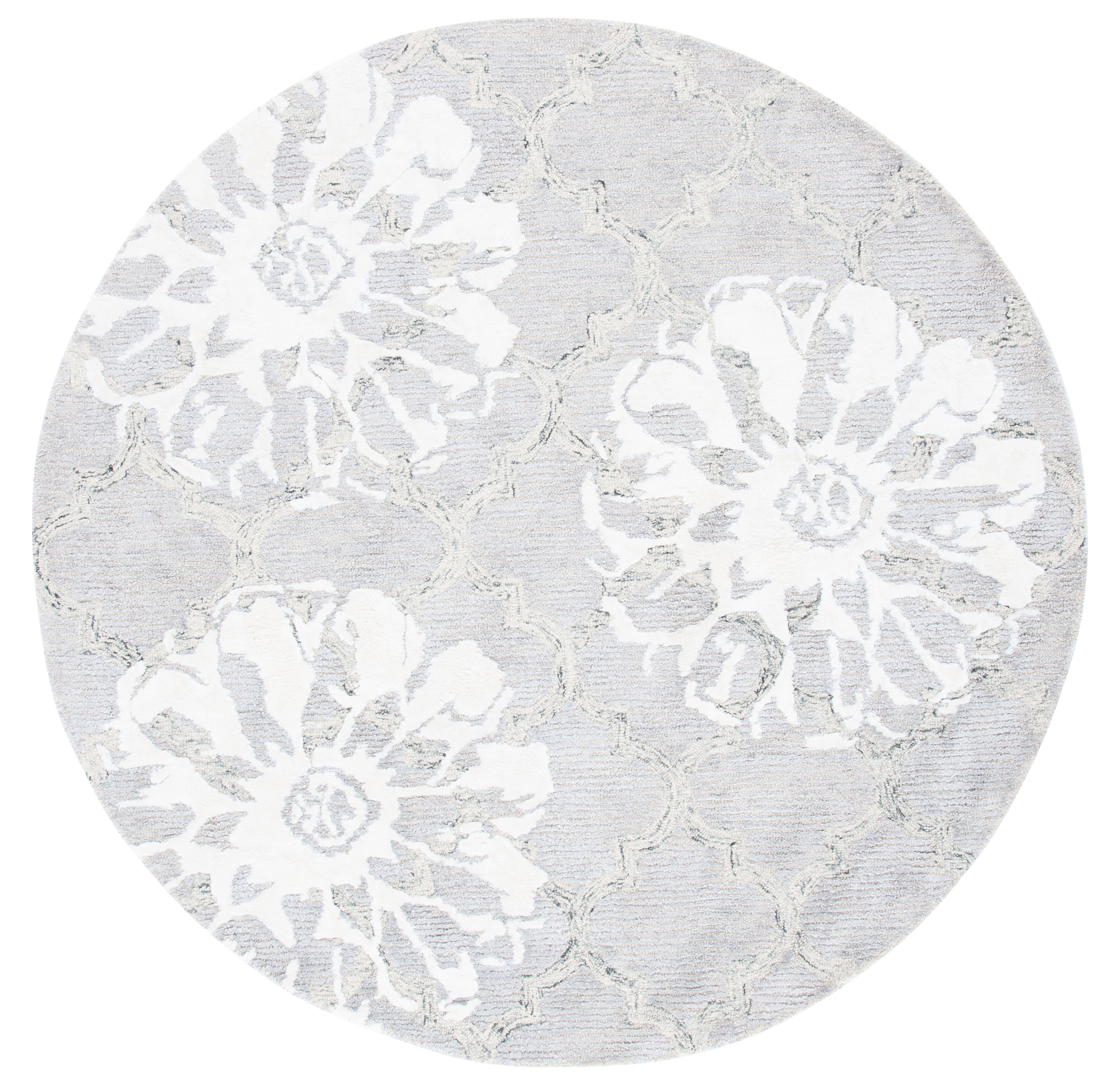 SAFAVIEH Glamour Jaye Floral Area Rug, Silver/Ivory, 6' x 6' Round