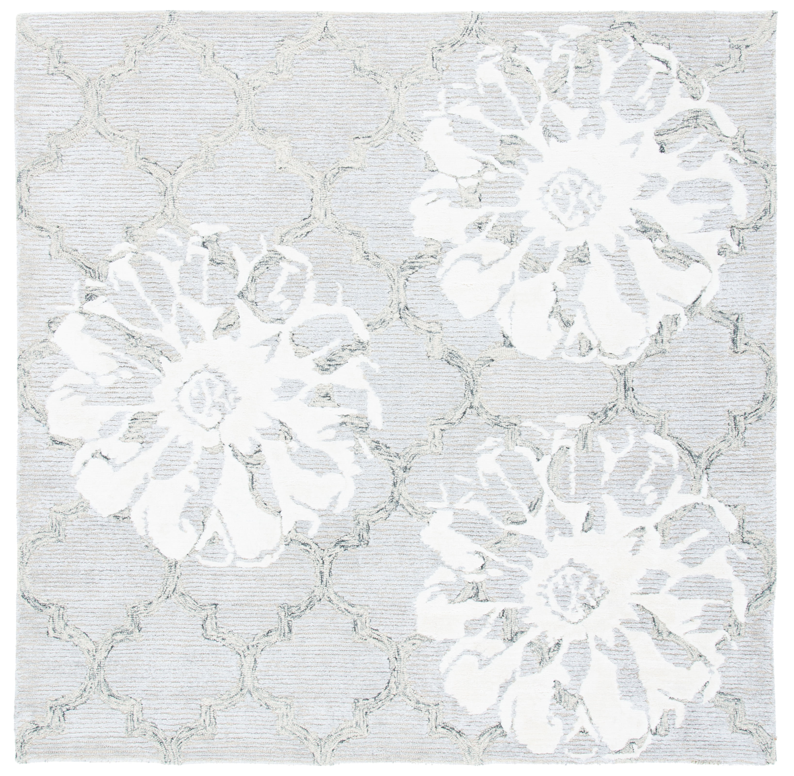 SAFAVIEH Glamour Jaye Floral Area Rug, Silver/Ivory, 6' x 6' Square