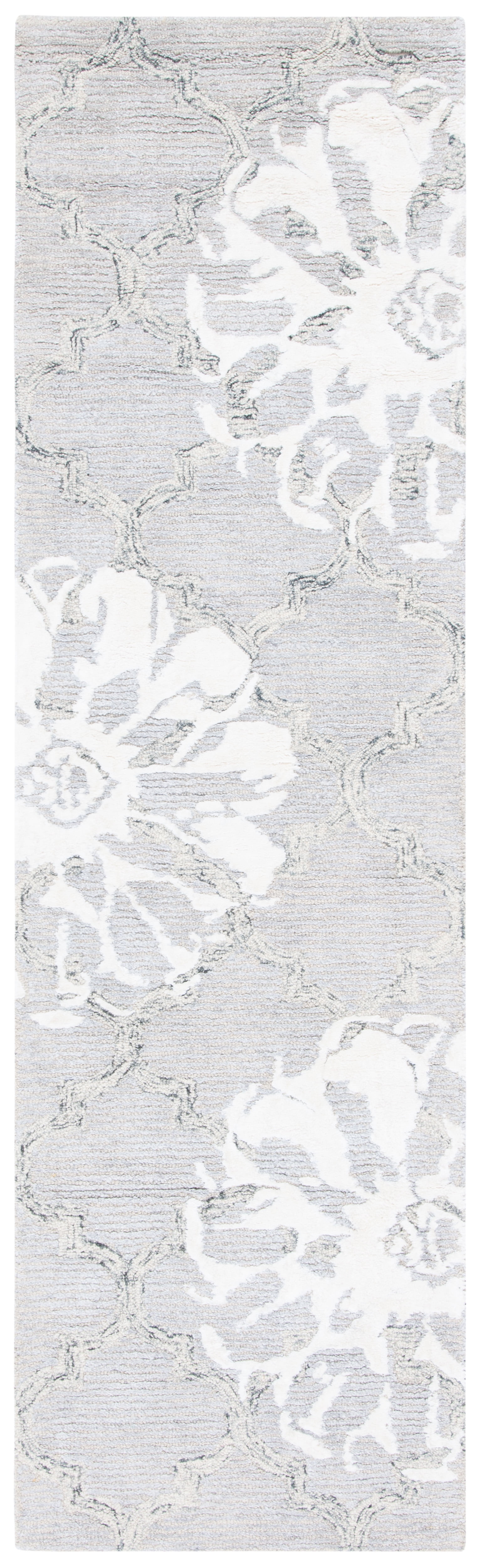 SAFAVIEH Glamour Jaye Floral Runner Rug, Silver/Ivory, 2'3" x 8'