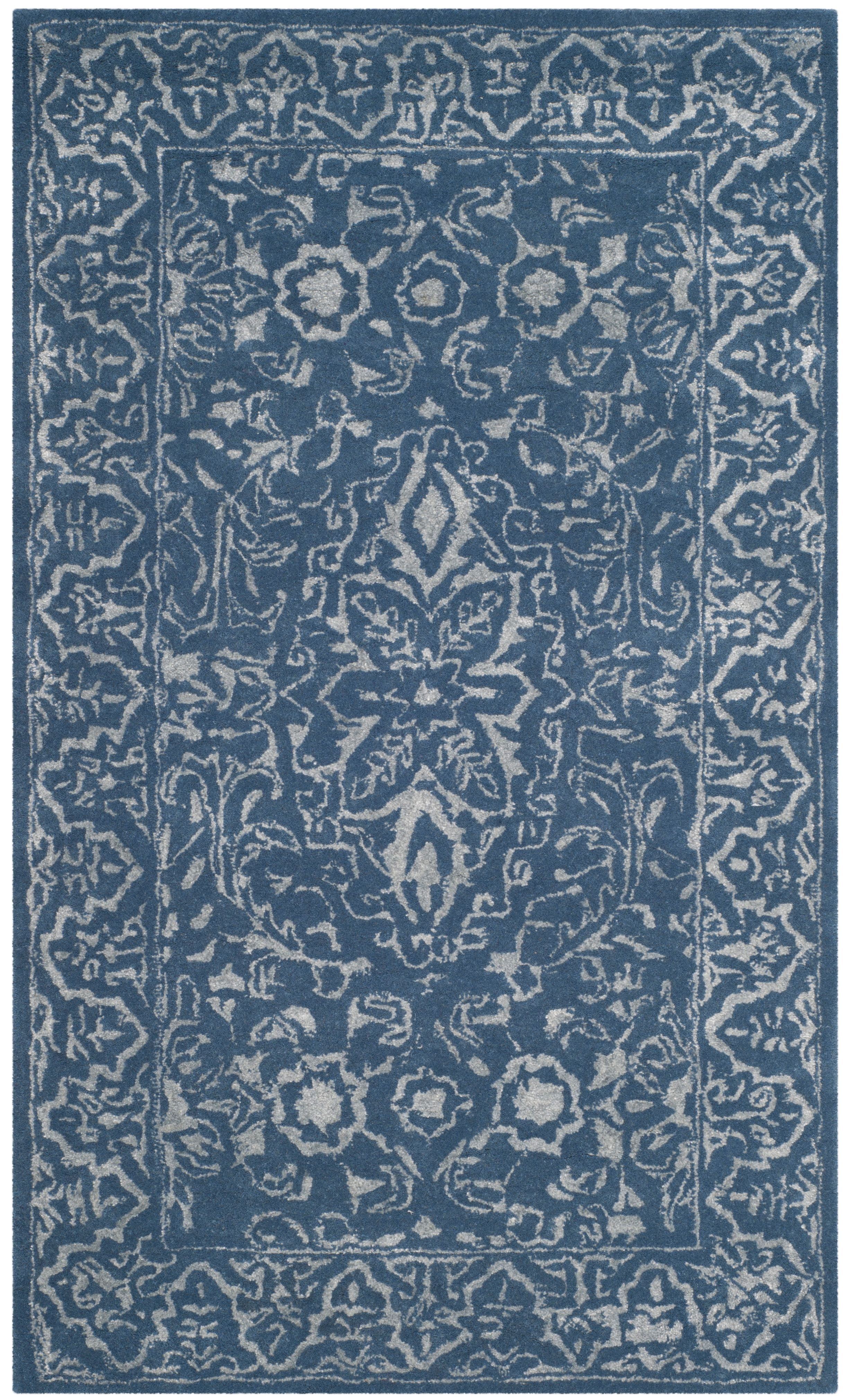 SAFAVIEH Glamour Kalisha Traditional Wool Area Rug, Grey/Blue, 3' x 5'