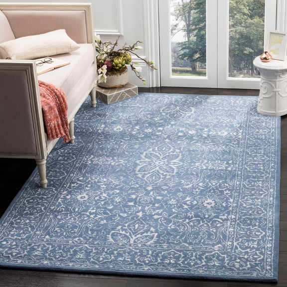 SAFAVIEH Glamour Kalisha Traditional Wool Area Rug, Grey/Blue, 4' x 6'