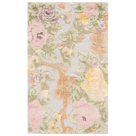 SAFAVIEH Glamour Kandace Floral Area Rug, Pink/Grey, 3' x 5'