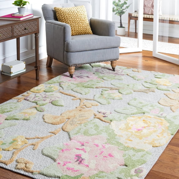 SAFAVIEH Glamour Kandace Floral Area Rug, Pink/Grey, 5' x 8'
