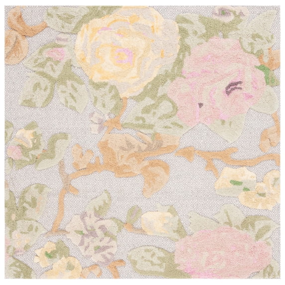 SAFAVIEH Glamour Kandace Floral Area Rug, Pink/Grey, 6' x 6' Square