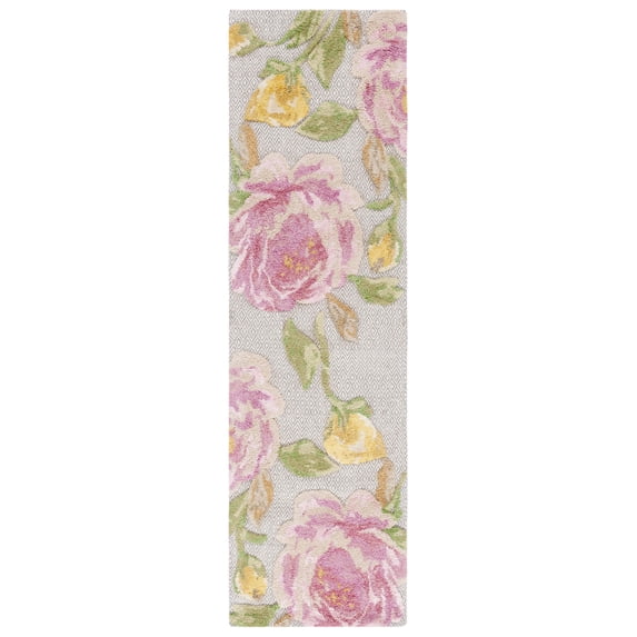 SAFAVIEH Glamour Mariko Floral Runner Rug, Pink/Grey, 2'3" x 8'