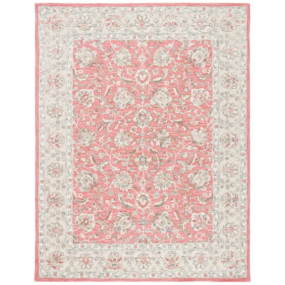 SAFAVIEH Glamour Pierce Bordered Wool Area Rug, Pink/Beige, 8' x 10'