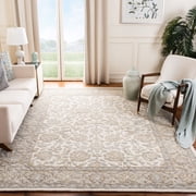 SAFAVIEH Glamour Pierce Bordered Wool Runner Rug, Ivory/Grey, 2'3" x 8'