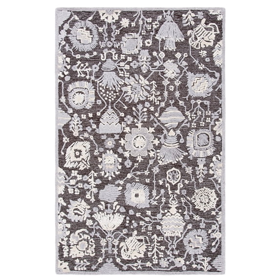 SAFAVIEH Glamour Quinten Floral Area Rug, Dark Brown/Ivory, 5' x 8'