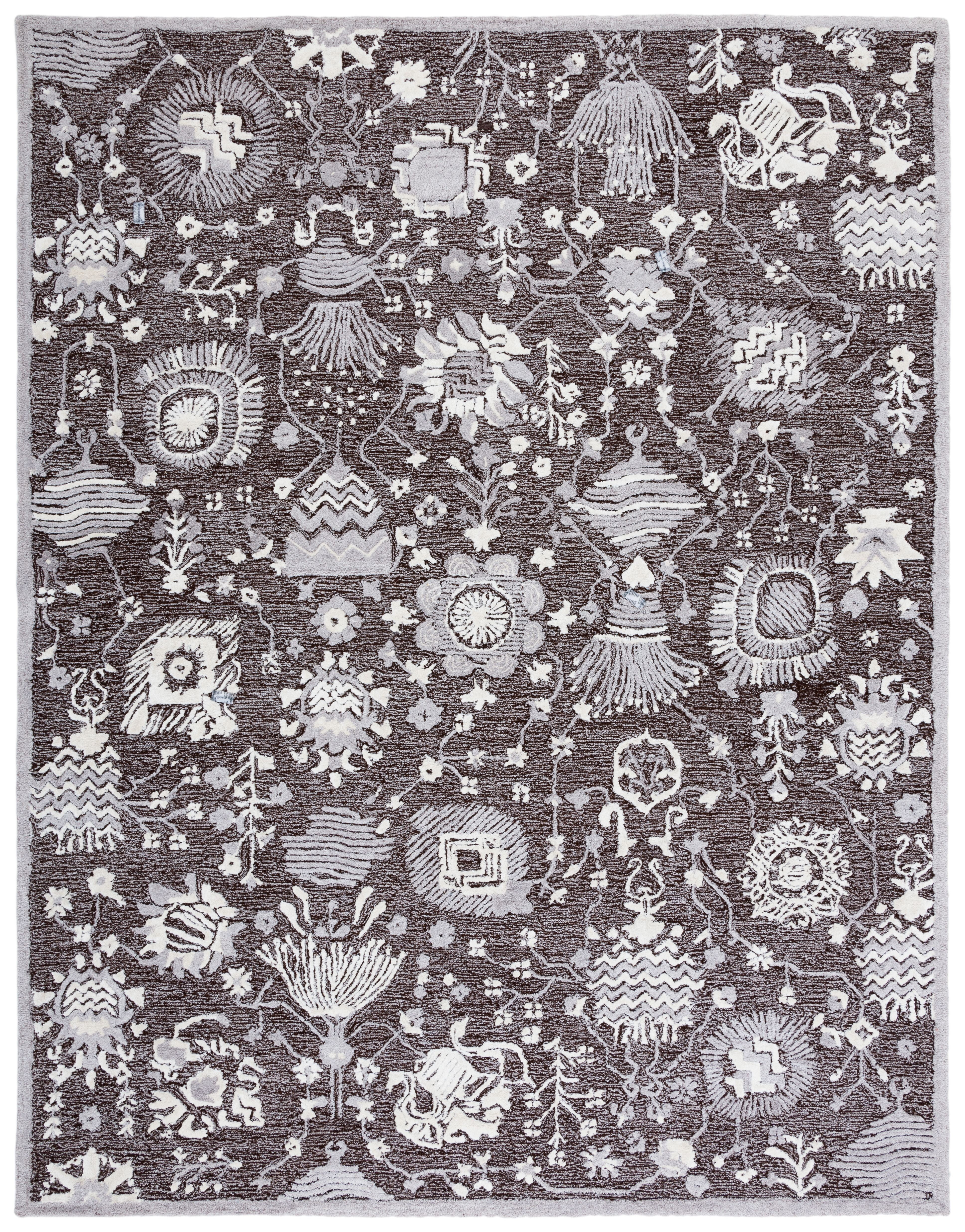 SAFAVIEH Glamour Quinten Floral Area Rug, Dark Brown/Ivory, 8' x 10'