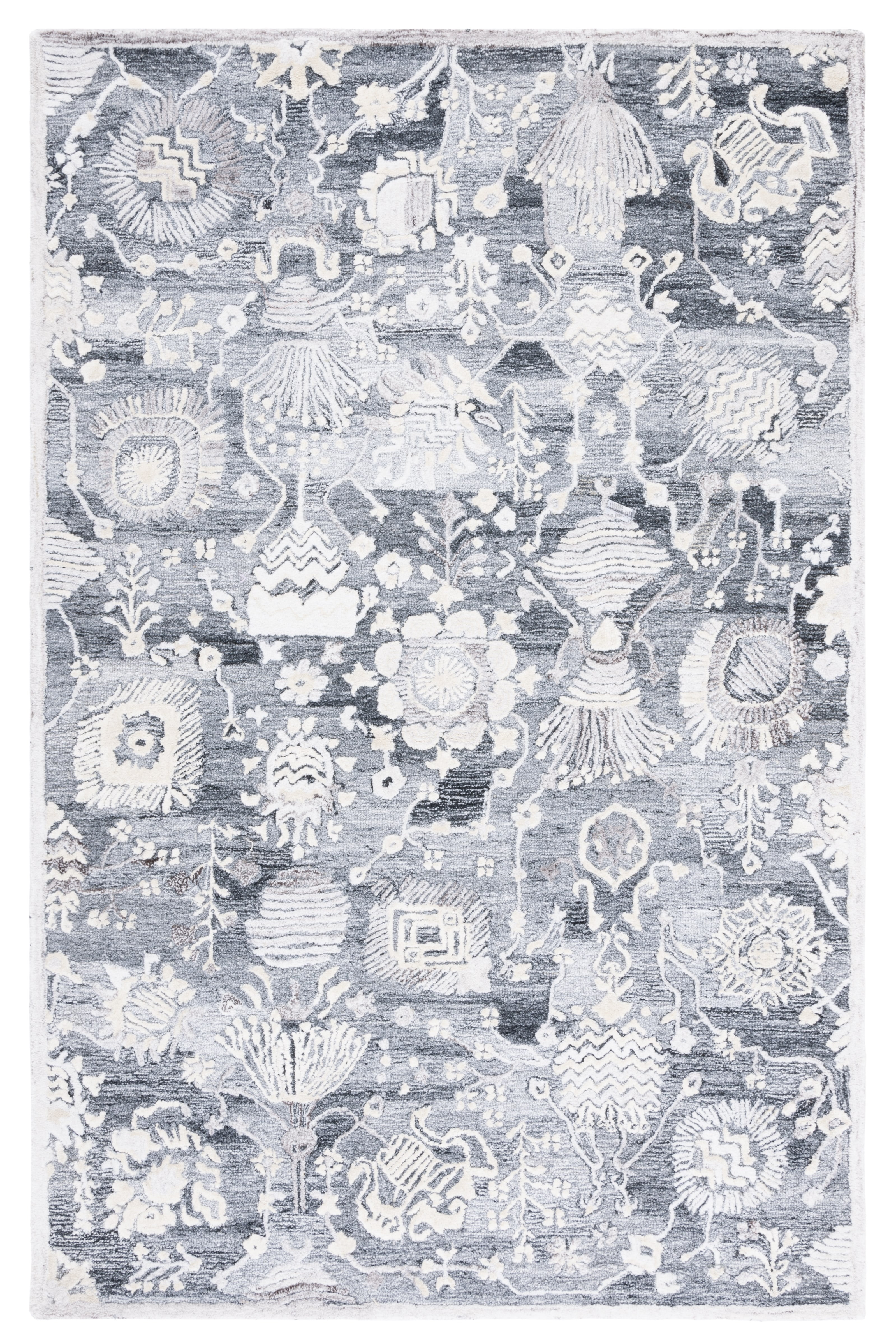 SAFAVIEH Glamour Quinten Floral Area Rug, Grey/Ivory, 5' x 8'