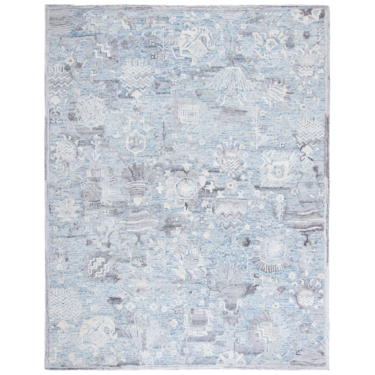 SAFAVIEH Glamour Quinten Floral Area Rug, Light Blue/Ivory, 4' x 6'