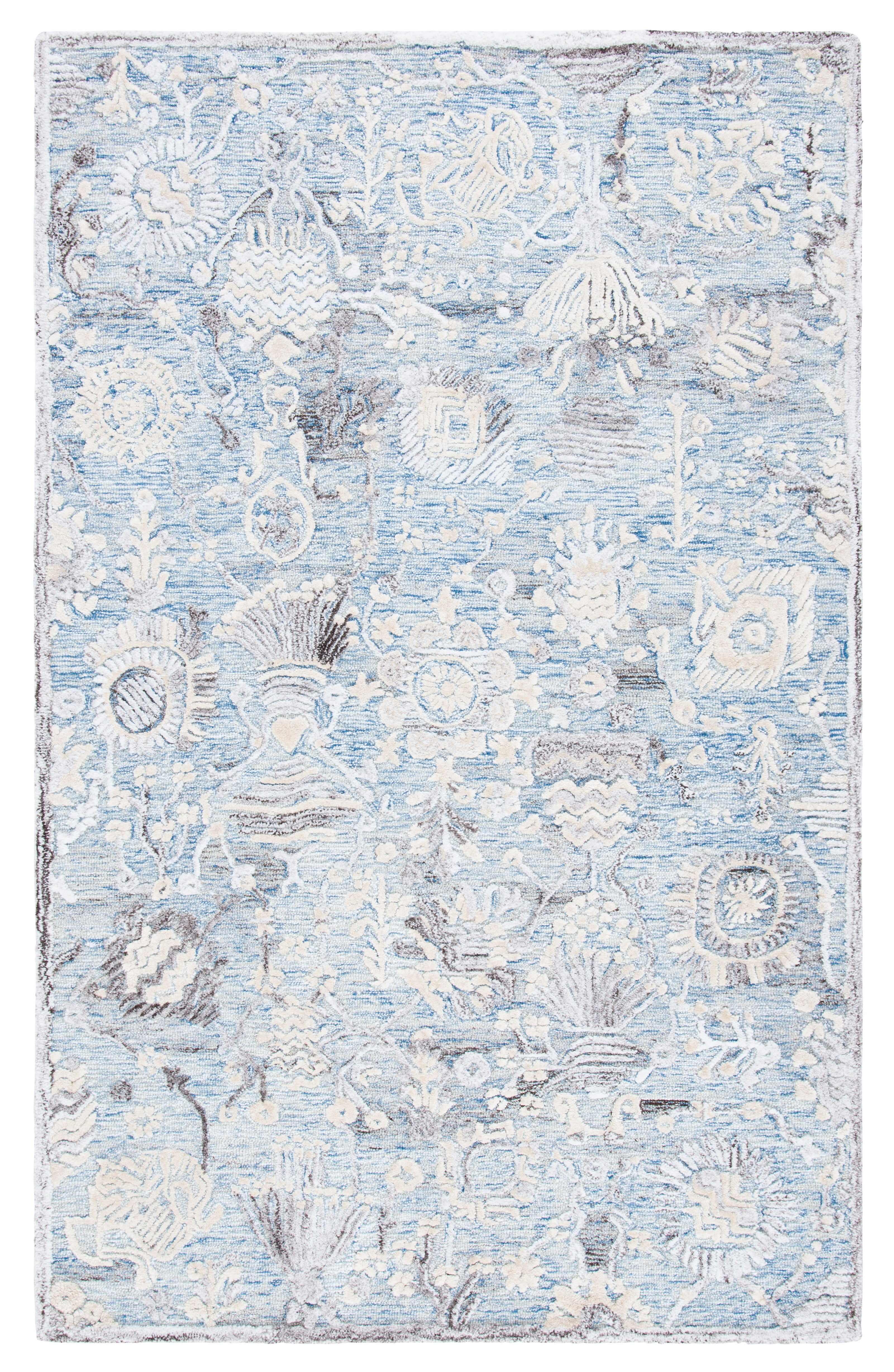 SAFAVIEH Glamour Quinten Floral Area Rug, Light Blue/Ivory, 5' x 8'