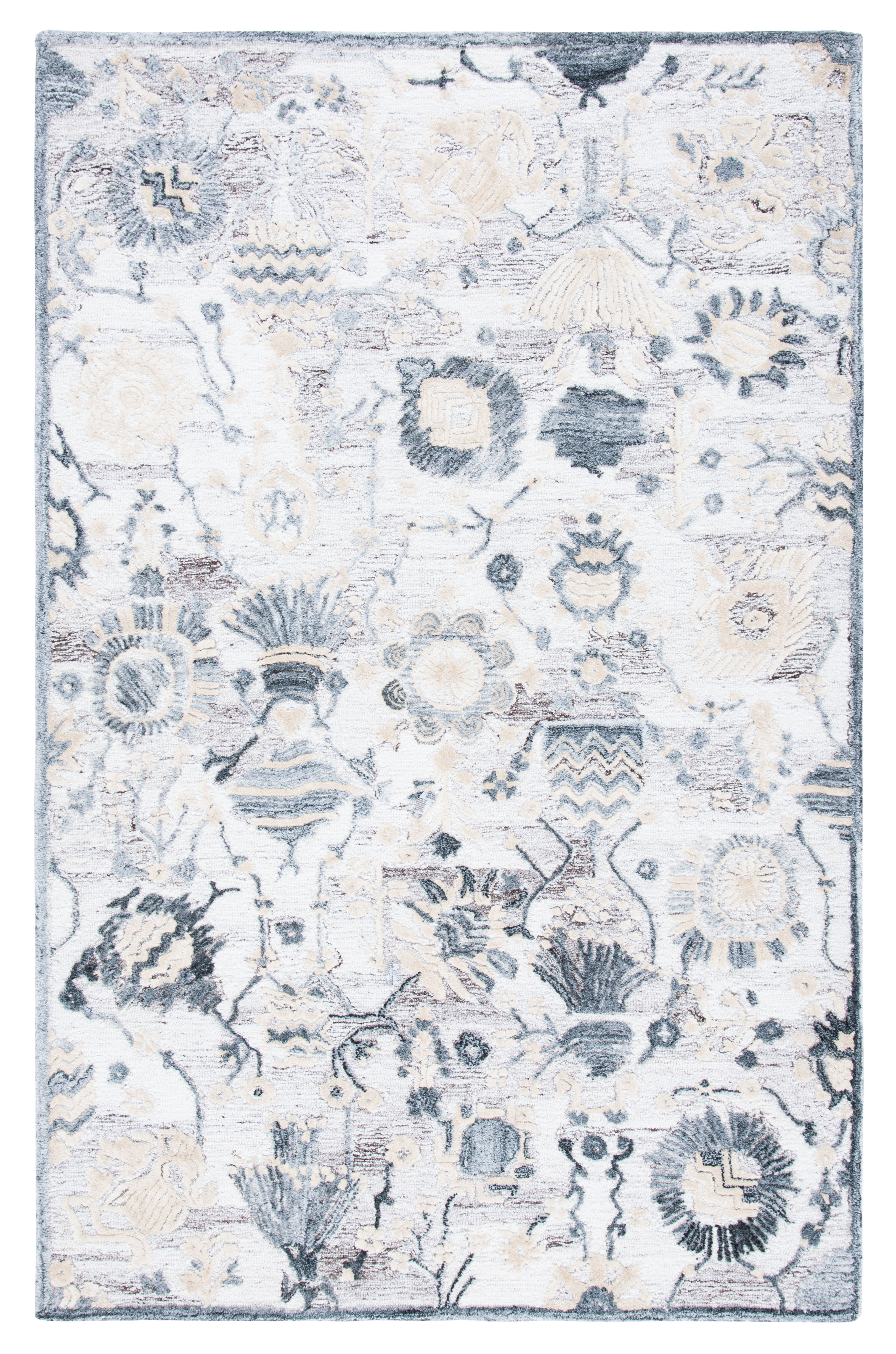 SAFAVIEH Glamour Quinten Floral Area Rug, Light Brown/Grey, 5' x 8'