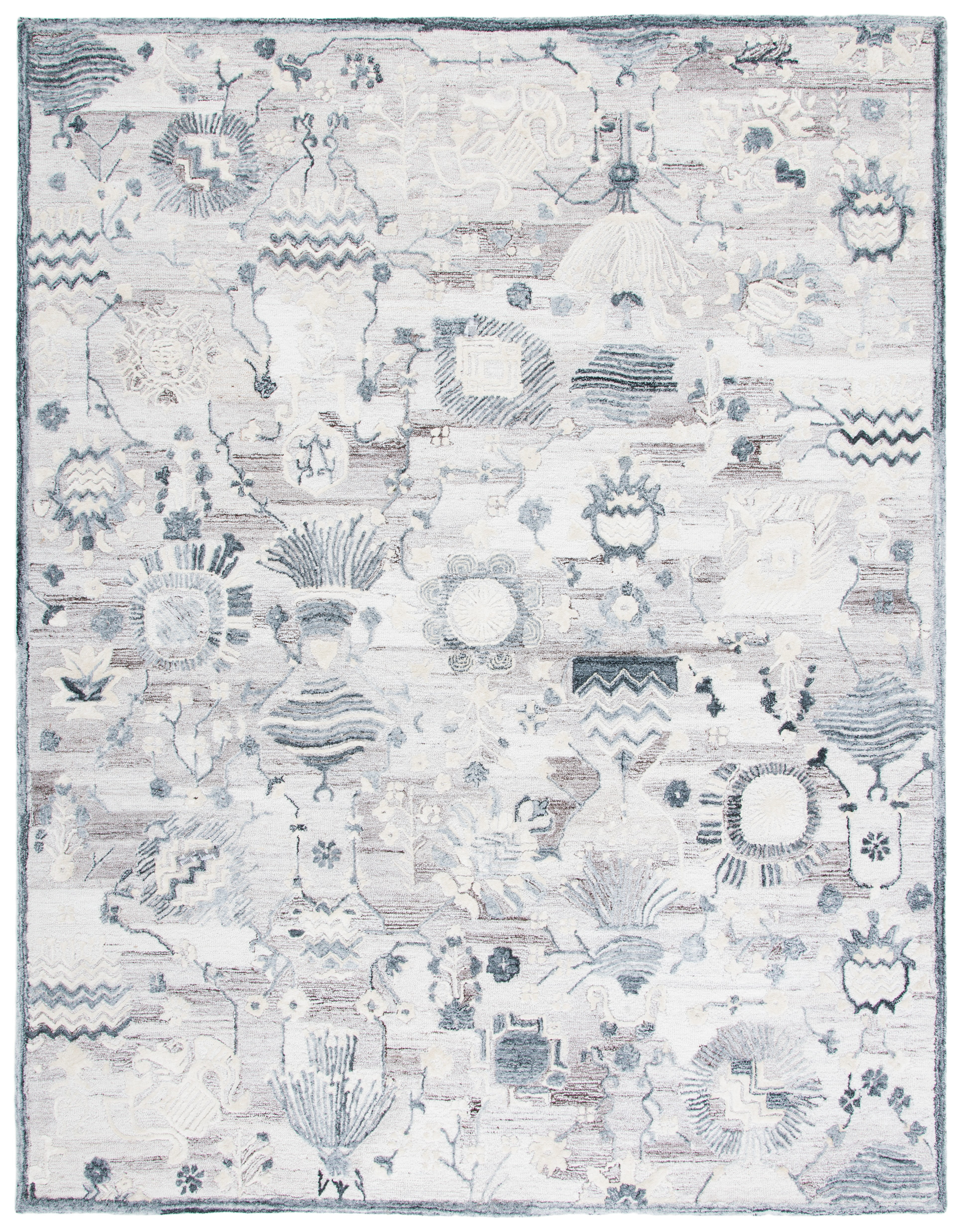 SAFAVIEH Glamour Quinten Floral Area Rug, Light Brown/Grey, 8' x 10'