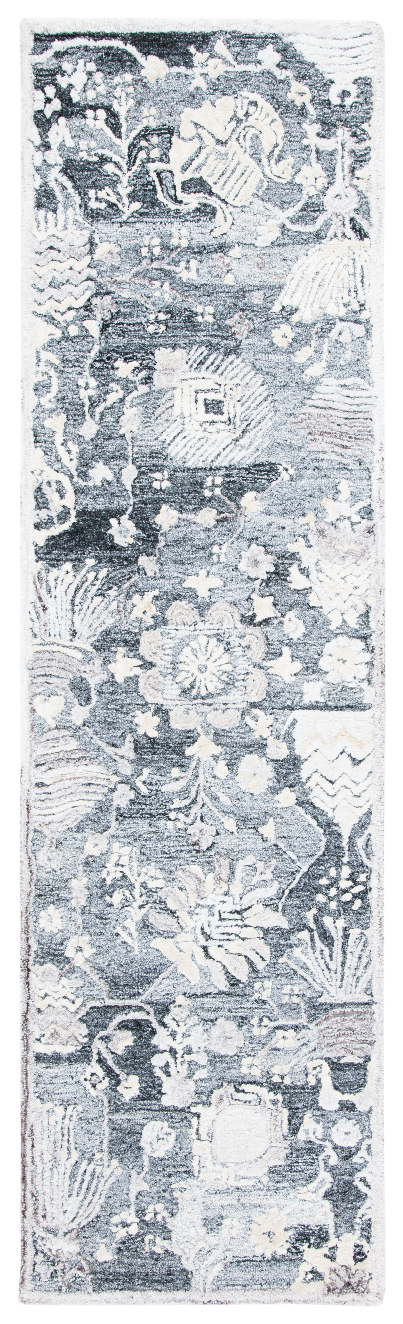 SAFAVIEH Glamour Quinten Floral Runner Rug, Grey/Ivory, 2'3" x 8'